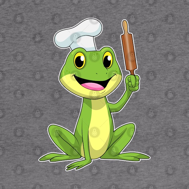 Frog as Baker with Rolling pin & Cooking hat by Markus Schnabel